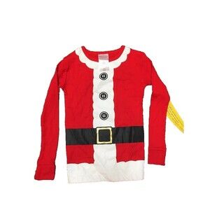 Wondershop Unisex Santa Claus Long Sleeve Pajama Shirt Top Red Child 6 New